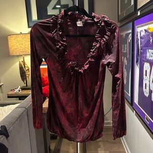 Daytrip Burgundy Ruffled Blouse